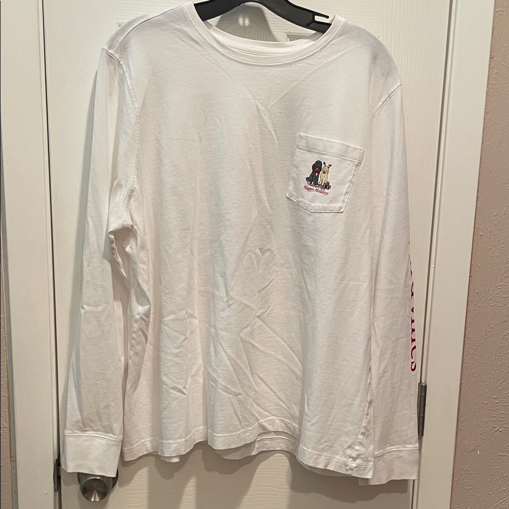 Vineyard Vines White Holiday Pocket Tee